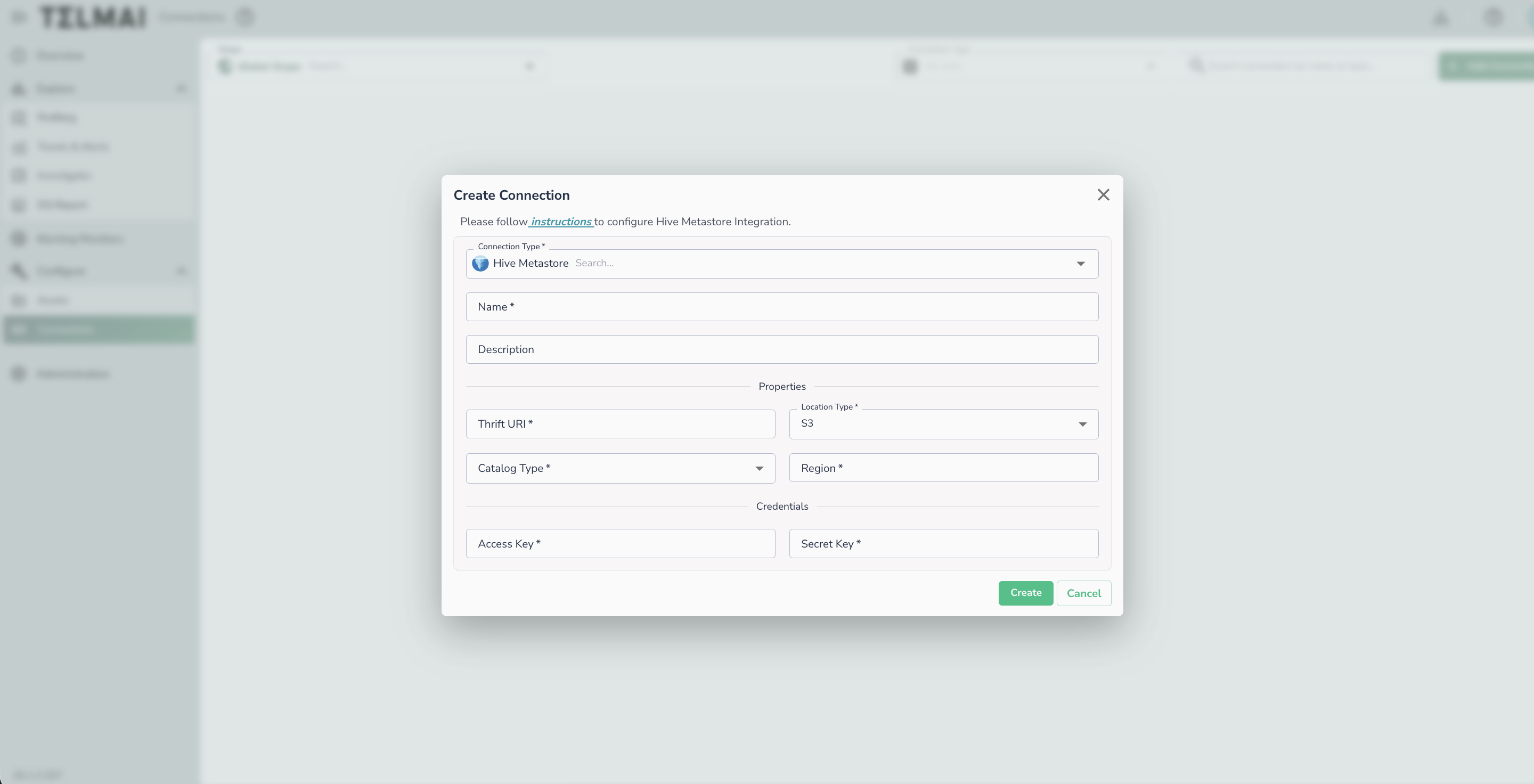 Hive Metastore Create Connection — S3